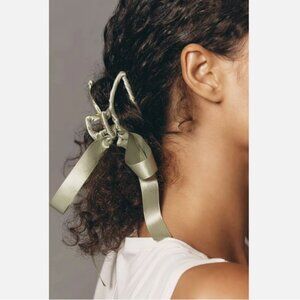 NWT Anthropologie Clubhouse Bow Hair Claw Clip Moss Green